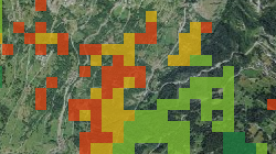 Statistique de la superficie, mixité des forêts 1990 (VS)